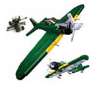 Tarcury Ladrillo de Batalla WW2 A6M Avión de Combate - 560 PCS Juguetes del Ejército de Bloques de Construcción con 2 Soldados de Juguete y Cañón Anti-Aéreo - Ideal para Niños y Adultos
