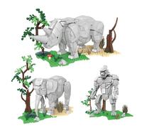 Tarcury Mundo Animal 3IN1 Kit Modelo - 951 Piezas Set de Bloques con Elefante, Rinoceronte & Gorila, Juguete Creativo para Niños y Adultos