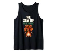 Tarde en la Noche Camping fogata Noche Humor Camping Noches Fuego Camiseta sin Mangas