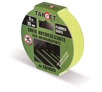 TARGET CAF0525 - Cinta Antideslizante - 5m X 25mm - Fluorescente | Advertencia - Seguridad - Alta visibilidad - Áreas oscuras
