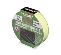 TARGET Cinta Antideslizante Adhesiva, Especial Áreas Oscuras, Seguridad Escaleras Rampas | Para interior y exterior, Anti caída (FLUORESCENTE, 5 M X 25 mm)