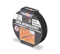 TARGET Cinta Antideslizante Adhesiva, Seguridad Escaleras Rampas | Para interior y exterior, Anti caída (NEGRO, 5 M x 25 mm)