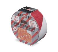 TARGET Cinta Antideslizante Adhesiva, Seguridad Escaleras Rampas | Para interior y exterior, Anti caída (ROJO y BLANCO, 10 M X 50 mm)