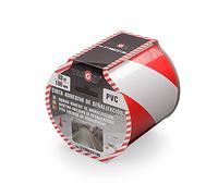 TARGET - Cinta de Señalización Adhesiva | Para Marcaje de Suelos y Objetos, Advertecia de Seguridad (ROJO Y BLANCO, 33 M x 100 mm)