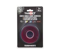 TARGET - Cinta de doble cara extrafuerte - Transparente - Adhesiva | Cinta de Montaje para interiores y exteriores | Stop Residuo | Metal, Madera, Cristal, Plástico (5 METROS)