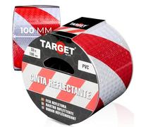TARGET Cinta Reflectante Adhesiva, Advertencia Señalización Marcaje Alta Visibilidad Peligro Seguridad (ROJO y BLANCO, 33 M X 100 mm)