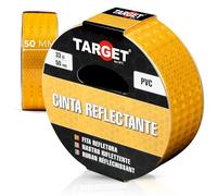TARGET Cinta Reflectante Adhesiva, Advertencia Señalización Marcaje Alta Visibilidad Peligro Seguridad (AMARILLO, 33 M X 50 mm)