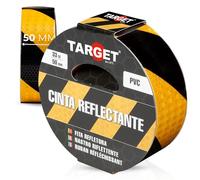 TARGET Cinta Reflectante Adhesiva, Advertencia Señalización Marcaje Alta Visibilidad Peligro Seguridad (AMARILLO y NEGRO, 33 M X 50 mm)