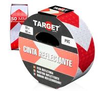 TARGET Cinta Reflectante Adhesiva, Advertencia Señalización Marcaje Alta Visibilidad Peligro Seguridad (FLECHAS ROJAS y BLANCAS, 33 M X 50 mm)
