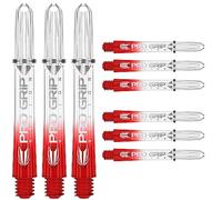 Target Darts 3 x Conjuntos de Rojo Pro Grip Vision Dardos Stems Medio - 9 in Total