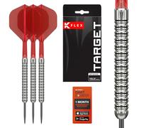 Target Darts Artemis K-Flex Tungsteno Punta de Acero Dardos Set, 26G | Rojo KFlex N.º 2 Eje y Aletas, Dardo Cartera Incluido | Professional Accesorios Dardo Kit