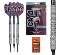 Target Darts Cryo Punta Blanda Dardo Set, Barrels 11 - 20G | 90% Tungsteno Barrel, Cryo Tips, Pro Grip Tag Ejes y N.º 6 Vuelos, Claret Morado y Azul Diseño