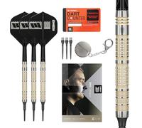 Target Darts Dimitri Van den Bergh Punta Blanda 95K Juego de Dardos, 19G | Dardos con 95% de Tungsteno, Plumas y Ejes K-Flex n.º 2, Puntas Pixel Negras y Punta de Acero Nano Ranurada Swiss Titanium