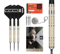 Target Darts Dimitri Van den Bergh Punta de Acero 95K Juego de Dardos, 23G | Dardos con 95% de Tungsteno, Plumas y Varillas K-Flex N.º 2, Puntas Swiss DX Negras y Herramienta SP Incluidas