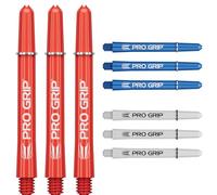 Target Darts Flechas Pro Grip - Juego de 9 | 3 Colores, Azul/Blanco/Rojo | Medio, 48mm | Plumas para Dardos, Accesorios Dardos Profesionales, Multipack Flechas 2BA con Anillas
