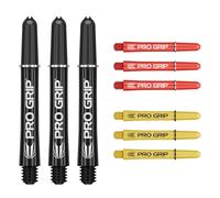 Target Darts Flechas Pro Grip - Juego de 9 | 3 Colores, Negro/Amarillo/Rojo | Intermedio, 41mm | Plumas para Dardos, Accesorios Dardos Profesionales, Multipack Flechas 2BA con Anillas