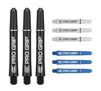 Target Darts Flechas Pro Grip - Juego de 9 | 3 Colores, Negro/Blanco/Azul | Intermedio, 41mm | Plumas para Dardos, Accesorios Dardos Profesionales, Multipack Flechas 2BA con Anillas