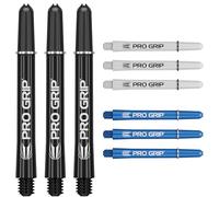 Target Darts Flechas Pro Grip - Juego de 9 | 3 Colores, Negro/Blanco/Azul | Medio, 48mm | Plumas para Dardos, Accesorios Dardos Profesionales, Multipack Flechas 2BA con Anillas