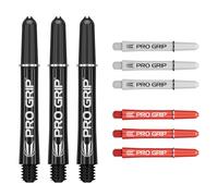 Target Darts Flechas Pro Grip - Juego de 9 | 3 Colores, Negro/Blanco/Rojo | Intermedio, 41mm | Plumas para Dardos, Accesorios Dardos Profesionales, Multipack Flechas 2BA con Anillas