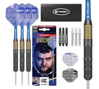 Target Darts Josh Rock Steel Tip Darts, 22G Brass Darts, | Juego de Dardos Punta Fija Níquel, Dardos Edición Jugador con Puntas Fijas de Acero Negro, Accesorios para Dardos Profesionales y Funda