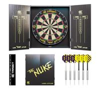 Target Darts Juego de Armario y Diana Luke Littler | Juego de Armario con Diana de Dardos Player Edition 'The Nuke' con 2 Juegos de Dardos con Punta de Acero, Tablas de Puntuación, Línea Lanzamiento