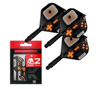 Target Darts K-Flex Game Over Dardo Vuelos y Ejes, N.º 2 (Corto, 19mm) | Paquete de 3 Kflex Integrado Vuelo y Eje Sistema, Todo En Uno Moldeado Tallo | Profesionales Dardos Accesorios