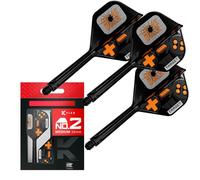 Target Darts K-Flex Game Over Dardo Vuelos y Ejes, N.º 2 (Medio, 33mm) | Paquete de 3 Kflex Integrado Vuelo y Eje Sistema, Todo En Uno Moldeado Tallo | Profesionales Dardos Accesorios