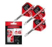 Target Darts K-Flex Press Start Dardo Vuelos y Ejes, N.º 6 (Corto, 19mm) | Paquete de 3 Kflex Integrado Vuelo y Eje Sistema, Todo En Uno Moldeado Tallo | Profesionales Dardos Accesorios