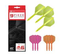 Target Darts K-Flex Varillas y Flechas Integradas, Tallo Intermedio (26mm), No.6 Flight, 9-Pack Bundle, Rosa Neón, Naranja y Amarillo | Kflex 2 en 1, Vuelo y Tallo, Accesorios Profesionales de Dardos