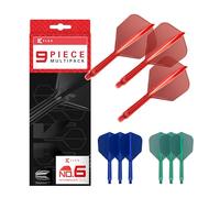 Target Darts K-Flex Varillas y Flechas Integradas, Tallo Intermedio (26mm), No.6 Flight, 9-Pack Bundle, Rojo, Azul y Verde | Kflex 2 en 1, Vuelo y Tallo, Accesorios Profesionales de Dardos
