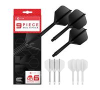 Target Darts K-Flex Varillas y Flechas Integradas, Tallo Medio (33mm), No.6 Flight, 9-Pack Bundle, Negro, Blanco y Transparente | Kflex 2 en 1, Vuelo y Tallo, Accesorios Profesionales de Dardos
