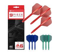 Target Darts K-Flex Varillas y Flechas Integradas, Tallo Medio (33mm), No.6 Flight, 9-Pack Bundle, Rojo, Azul y Verde | Kflex 2 en 1, Vuelo y Tallo, Accesorios Profesionales de Dardos