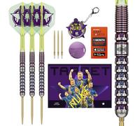 Target Darts Luke Littler Dardos Suizos con Punta de Acero World Champion, Juego de Dardos de 90% de Tungsteno, 23G | The Nuke 2025 Special Edition K-Flex, Llavero, Puntos Suizos SLK de Repuesto