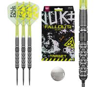 Target Darts Luke Littler Fallout Punta de Acero 90% Tungsteno SP Dardos | El Nuke Professional Dardo Set, 22G/23G/24G, Punta de Acero Sets, N.º 6 K Flex Vuelo y Eje, Premium Swiss Key Tool, SP Kflex