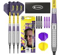 Target Darts Luke Littler Set de Dardos de Punta Blanda de Latón - Dardo de Punta de Píxel 19G, Set de Dardos The Nuke Player Edition, Plumas de Dardos, Cañas y Estuche de Dardos Incluidos