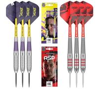 Target Darts Luke “The Nuke” Littler vs Nathan “The ASP” Aspinall Player Edición Gemelo Darts Set | 22G Punta de Acero Brass Dardos Set, Vuelos, Ejes y Estuche Incluido