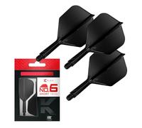 Target Darts Plumas y Cañas Integradas K Flex, No.6 Negro (Corto) | Paquete de 3 K-Flex - No.6, Kflex, Pluma y Caña Moldeadas Todo en Uno | Accesorios Profesionales para Dardos