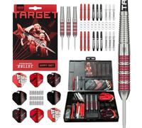 Target Darts Stephen Bunting 100 Pieza Latón Dardo Set para Principiantes | El Bullet Dardos Sets con Latón Dardos, N.º 2 Plumas, N.º 6, Vuelos, Varillas, Vuelo Protectores y Tarjeta de Cierre