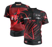 Target Darts Stephen Bunting 2027 Oficial Juventud Jugando Camisa 8-10 años | Tamaño 8-10 años, El Bullet, Rojo, Negro, Transpirable Rendimiento Tejido Dart Jugador Top, Quarter Zip, Sin Cuello