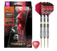 Target Darts Stephen Bunting G5 Void Punta de Acero Swiss Punto Dardos, 18G | 95% Tungsteno Dardos Set, Player Edition Negro y Dorado, Ejes Pro Grip y Plumas N.º 2, Incluida Herramienta SP