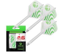 Target Darts Xbox K-Flex Vuelo y Eje Sistema, Verde y Blanco | N.º 6 Kflex - Medio (33mm) Todo En Uno K Flex Vuelos y Ejes, Profesionales Dardos Accesorios