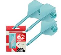 Target Japan Aguamarina K Flex Dardos Vuelos y Ejes Sistema, N.º 2 | Paquete de 3 Kflex Todo En Uno Flight, JPN Exclusivos Accesorios | K-Flex Dardo Vástago - Medio
