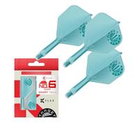 Target Japan Aguamarina K Flex Dardos Vuelos y Ejes Sistema, N.º 6 | Paquete de 3 Kflex Todo En Uno Flight, JPN Exclusivos Accesorios | K-Flex Dardo Vástago - Corto