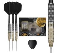 Target Japan Black Marque Reyn 90% Juego de Dardos de Punta de Acero Tungsteno K-Flex Swiss Point, 24G | Vuelo de Dardos KFlex, Nano Puntas Suizas, Puntas de Dardos de Acero Negro y Dorado con Cañas