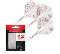 Target Japan K-Flex Smash Clear Integrado Vuelos y Ejes, N.º 2 Estándar - Corto (19mm) | K Flex Junya Koikawa, Diseño Dragón y Flor, Paquete de 3 KFlex, Accesorios Profesionales para Dardos