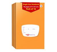 TARGET PUBLICATIONS Cuaderno de una sola línea | 76 páginas rayadas | Tapa marrón suave | 17 cm x 27 cm | Libro de escritura con número de página | Para escuela, universidad, oficina | Paquete de 16