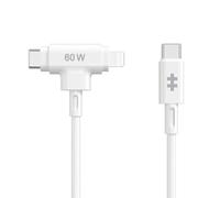 Cable usb tipo c a usb tipo c - lightning hyper 1.5m - macho - macho - blanco