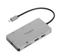 Targus Docking Station USB-C Dual HDMI 4K con Fuente de alimentación Pass-Thru de 100W, hub multipuerto Compatible con 2 monitores 4K UHD, estación Base - Gris, DOCK423EU