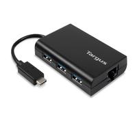 Targus Hub USB-C con 3 puertos USB-A y Gygabit Ethernet Conecte y cargue hasta 3 periféricos USB-A y permita una conexión a Internet por cable a través de un
