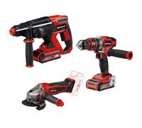 Einhell Set de herramientas Power X-Change (amoladora angular con batería TE-AG 18/115-2, taladro percutor con batería TE-CD 18/48, martillo perforador con batería TE-HD 18/20, 2x3,0 Ah, cargador)